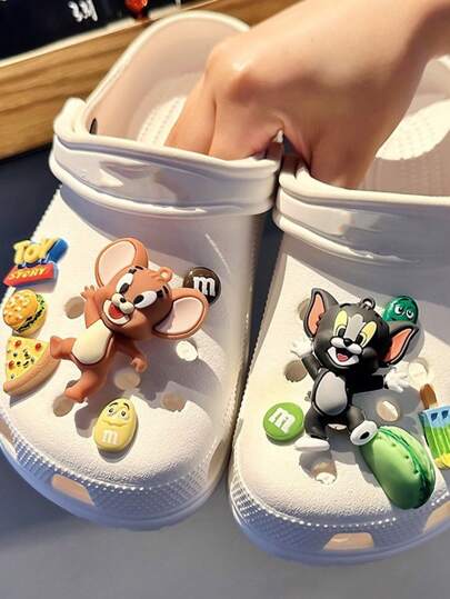 Encantos para sapatos em PVC, personagens de desenhos animados, decorações tridimensionais faça você mesmo, atacado