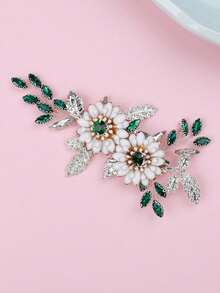 1 件手工金合金珍珠花新娘头饰，婚礼派对礼服配饰 - 銀色 - 查看 7