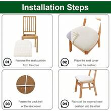 Stretch Non-Slip Soft Washable Dining Chair Covers Set Of 4, Yellow Cushion Slipcovers Kitchen And Dining Room Chairs - Jacquard Beige - View 3