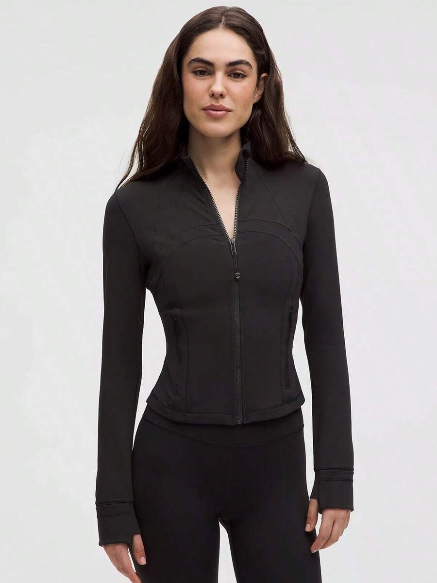 Define Cropped Jacket Nulu-For Yoga Gym Running-Sweat-Wicking-Yoga-All Seasons Sport-Spring/Summer-Autumn/Winter-Back To School - màu đen - Xem 1