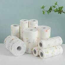 1 Roll/400pcs Random Pattern Disposable Kitchen Paper Towels, Reusable Cleaning Cloths, Non-Stick Oil Rags, Cleaning Supplies - Multicolor - View 9