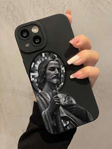 1 chiếc ốp lưng điện thoại TPU chống sốc, in hình tượng thần màu đen, bao phủ toàn bộ màn hình, tương thích với Apple 16, 15, 14, 13, 12, 11 Pro Max, chống nước, chống rơi vỡ và chống trầy xước. - Nhiều màu - Xem 2