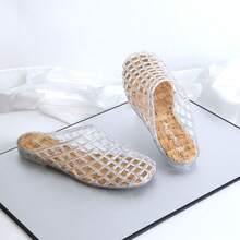 DangDing Damen Cut Out atmungsaktive Vogelnest Kristall Jelly Schuhe, Damen weiche Strand Sandalen Flache Schuhe, Plastik Slip-On geschlossene Zehe Sandalen