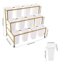 3-Tier Flower Display Stand, Plant Stand Rack, Flower Display Stand With 12 Buckets - Gold+White - View 2