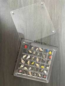 1pc 36-Slot Acrylic Transparent Shell Storage Box, Mini Stone Beach Specimen Display Case, Insect Collection Box, Women's Organizer Box, Travel Essential, Back To School Dorm Storage - Clear - View 6