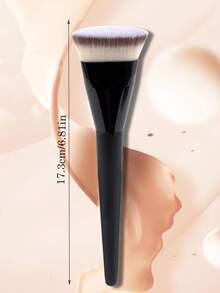 1pc Flat Round Foundation Brush, Skin-Friendly Makeup Tool, Suitable For Liquid Or Cream Foundation, Can Also Be Used As Contour, Blush, Highlighter, Concealer, Blush, Contour, And Powder Brush,Giveaways - Black - View 6