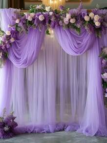 1pc 315inch Purple Sheer Fabric Draping,Chiffon Ceiling Drapes,Romantic Wedding Ceremony Decor,Gauze Curtain Multi-Purpose Fabric,Outdoor Wedding Decor, Bridal Shower Decor, Wedding Reception Decor,Birthdays Party Decor,Background Yarn For Wedding Archway,Party Background Decoration