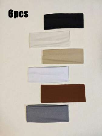 6PCS Headbands For Women Non Slip Sports Headband Soft Stretchy Headbands Hair Accessories.Black And White And Milky White And Flesh Color And Dark Gray And Brown.Breathable And Sweat-Absorbent