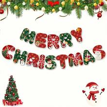 طقم لافتة عيد الميلاد السعيد، ديكور رجل الثلج وسانتا كلوز، إكليل شجرة عيد الميلاد والرنة، لافتة عيد الميلاد السعيد للجدران والنوافذ، مستلزمات حفلة عيد الميلاد