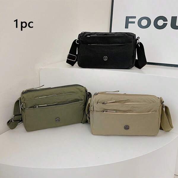 1PC New Pure Color Nylon Small Square Bag For Women Single Shoulder Bag With Large Capacity For Mobile Phone And Loose Change Storage Crossbody Bag For Daily Outing And Commuting