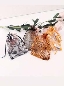25/50/100 Pcs/Set, Party Drawstring Gift Bags, Halloween Candy And Snack Bags, 4x6 Inch Drawstring Lace Gift Bags, Small Gift Bags, Party Favors (Pumpkin, Spiderweb, Skull, Bat), Event And Party Supplies, Party Favor Boxes And Bags, Party Favors, Candy Gift Net Drawstring Gift Bags, Suitable For Trick-Or-Treating, Weddings, Birthdays, And Holidays, Halloween Decorative Accessories, Holiday Themed Materials, Wedding Decorations - Multicolor - View 7
