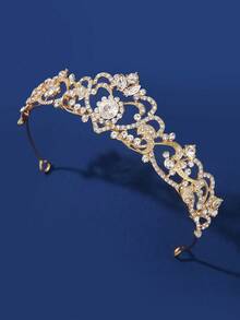 1 pieza Elegante corona nupcial de aleación de zinc con cristales, diadema de princesa con forma de corazón para boda y fiesta