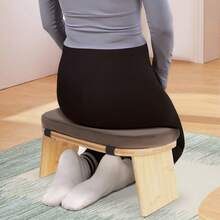 Aohuada Meditation Prayer Bench, Portable Foldable & 5° Ergonomic Tilt Kneeling Meditation Yoga Stool With Cushion & Carry Bag For Home/Studio/Gym, Bamboo & Velvet Kneeling Stools (Coffee) - Brown - View 3