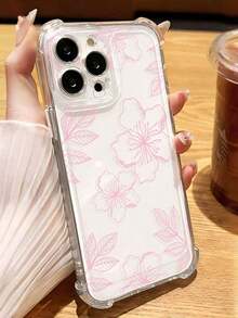 Flower 1pc Ins Style Hibiscus & Leaf Pattern Soft Phone Case, Non-Slip Protective Cover Compatible With Iphone 11/12/13/14/15/16 Pro Max Waterproof Shockproof Anti-Fall Scratch Resistant - Style 2 (1 PC) - View 5