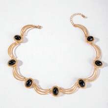 European And American Cross-Border Jewelry Palace Style Medieval Oval Geometric Necklace French Retro Niche Collarbone Chain Choker For Women - 25492-NE-G-set - Xem 5