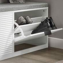 SoBuy FSR147-W, Hallway Shoe Bench Shoe Rack Shoe Cabinet With 2 Flip-Drawers And Seat Cushion