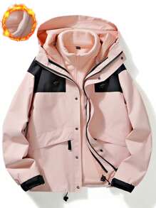 新款女士户外连帽夹克，休闲防风外套，适合日常出行和运动，抓绒面料，滑雪适用