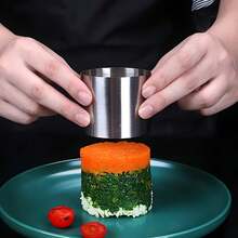 1 件装，带推杆的蛋糕模具环，冷盘模具，圆形不锈钢压模，饭团模具，蛋挞环，饭团模具，适用于餐厅厨房的蛋糕模具。 - 彩色 - 查看 5