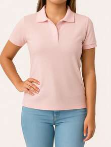 Baby Look Women's Polo Neck Piquet Premium - 淺粉色 - 查看 1