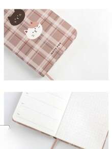 1 pieza Cuaderno con tapa dura de serie a cuadros, diario de estudiante con patrón de cuadros escoceses británicos