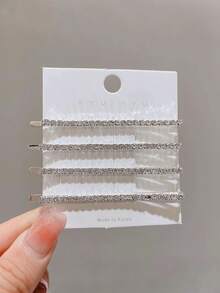 2pcs/4pcs Silver Rhinestone X-Shaped Hair Clips, Minimalist One-Piece Bangs Clips, Personalized Side Clips For Hairline & Nape Hair, Looks Of Party, Hair Accessories