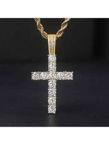 Dây chuyền xoắn Huitan 60cm, mặt dây chuyền hình thánh giá đính đá Cubic Zirconia thời trang unisex, quà tặng cho người yêu. - Nhiều màu - Xem 8