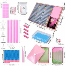 1 zestaw pojemników do przechowywania prac malarskich z diamentami, pudełko do przechowywania tacek z pokrywkami, 2 w 1 akcesoria do malowania diamentami do przechowywania i układania koralików, opakowanie pudełkowe (wypukły spód) - Wielokolorowe - Zobacz 5