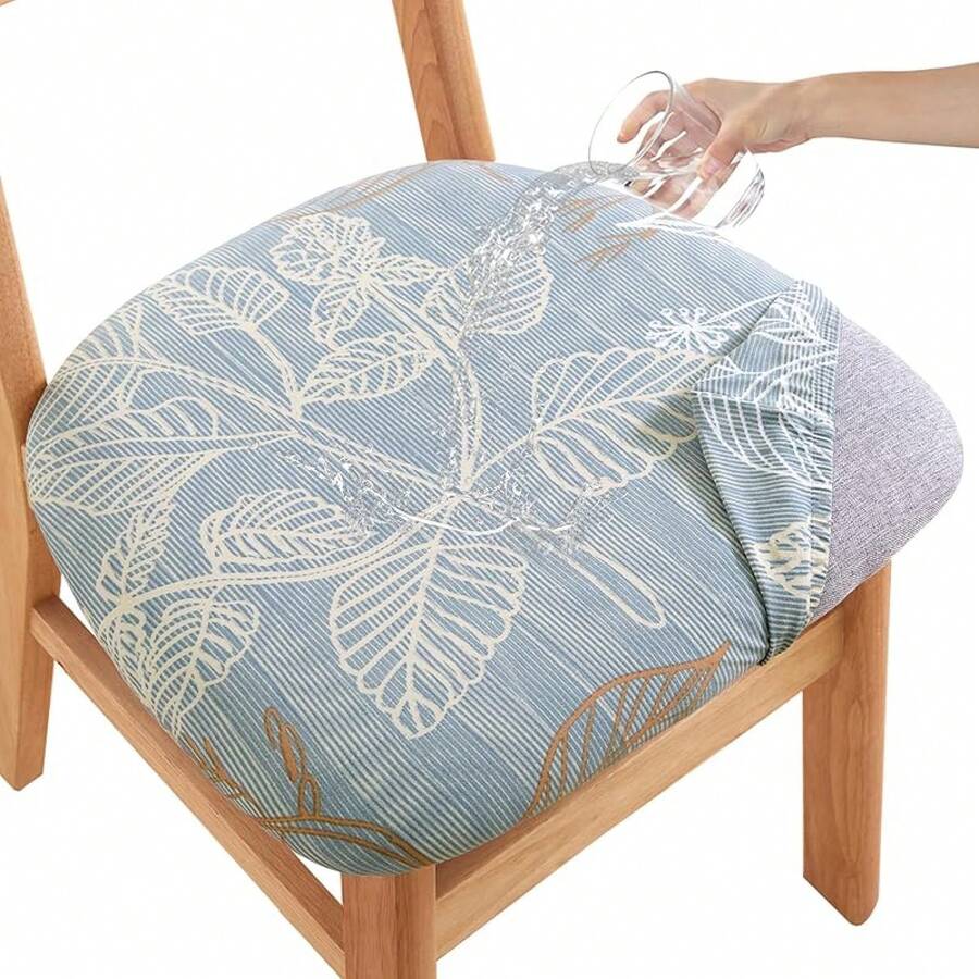 Stretch Non-Slip Soft Washable Dining Chair Covers Set Of 4, Yellow Cushion Slipcovers Kitchen And Dining Room Chairs - 09 - View 1