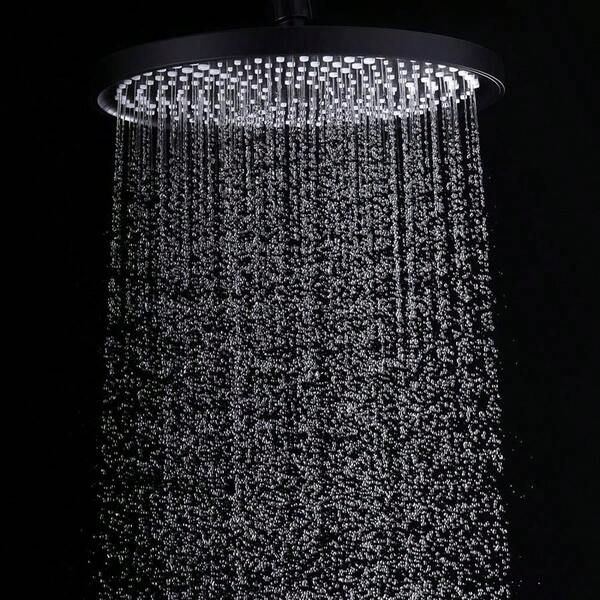 WELS Round Overhead Rain Shower Head Large Adjustable 10 Inch Rainfall Shower Head (Matt Black)