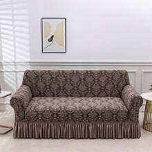 Jacquard Pattern Stretch Sofa Slipcover: 1 Piece Solid Hue, Dustproof For Home & Living Spaces
