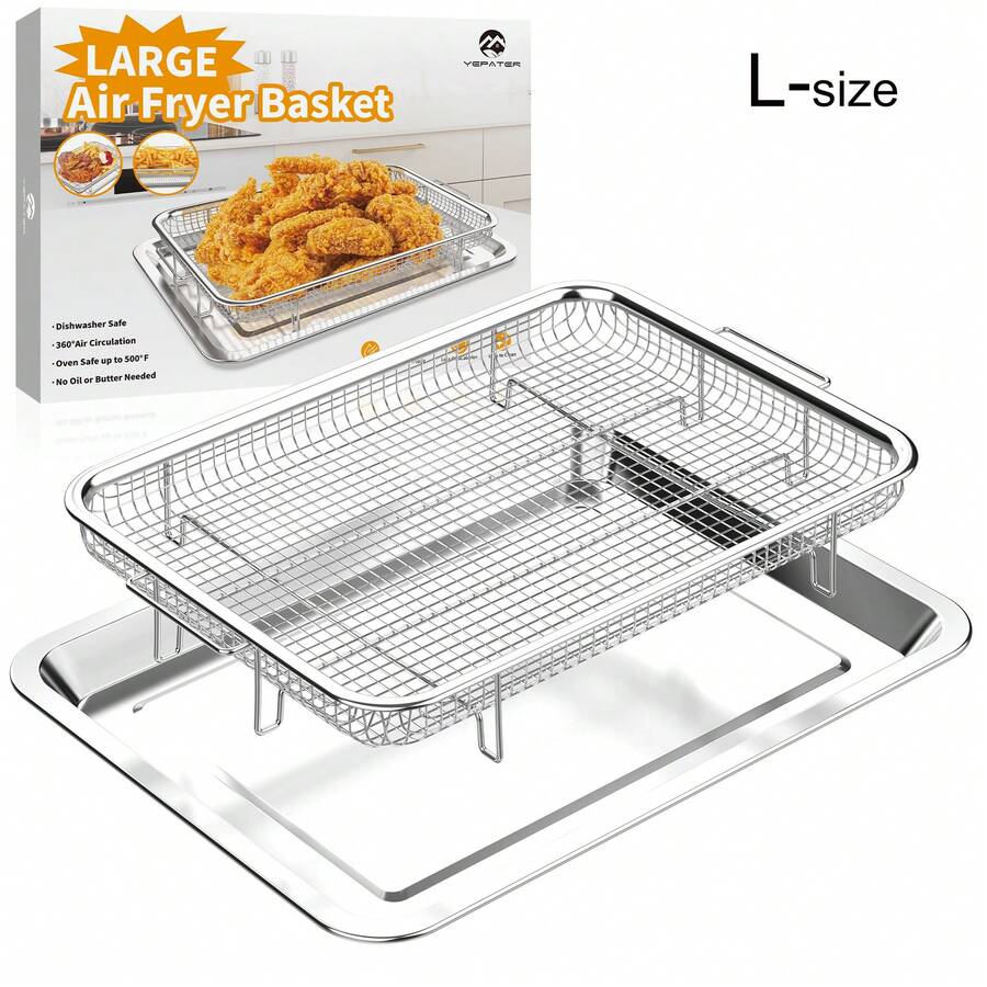 1 buah Keranjang Penggorengan Udara, Baki Penggorengan Udara Anti Lengket dan Loyang Panggang untuk Oven, Cocok untuk Menggoreng dengan Udara, Memanggang, Membakar, dan Memanggang di Atas Panggangan