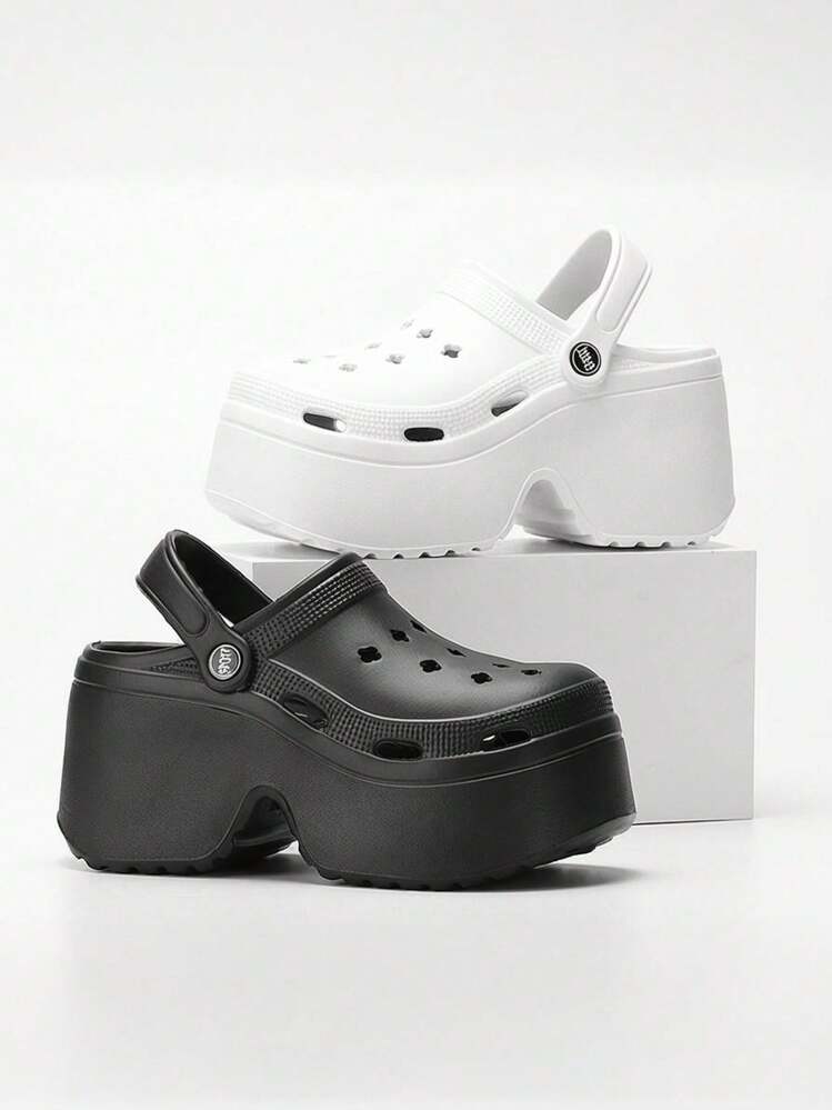 2025 Platform Hollow Slip-On Sandals For Women, New 2025 Summer Outdoor Anti-Slip Anti-Odor Beach Shoes, EVA Wedge Slippers - Black - View 1