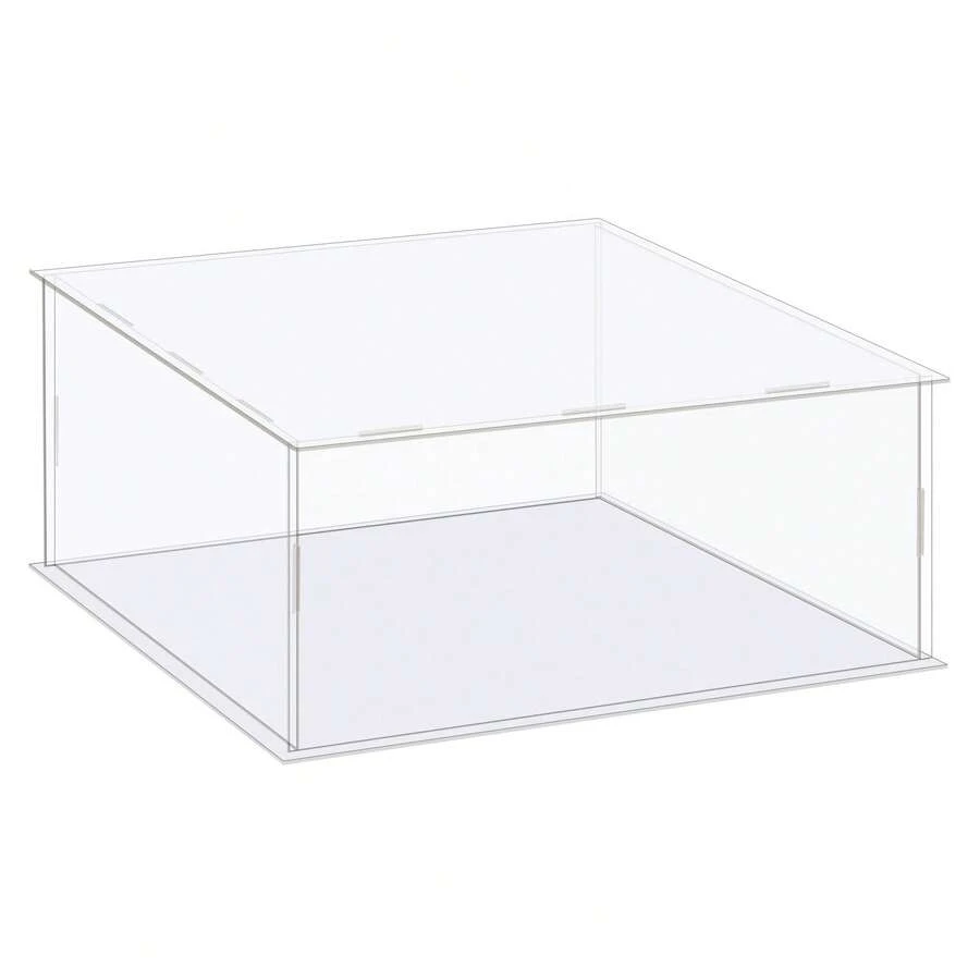 Clear Display Case, Acrylic Box Assemble Dustproof Box Showcase For Collectibles, Crafts - Clear 12.2x12.2x6.3 Inch - View 1