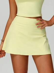 MASKERT Tennis Skirt "Women's Sports Half Skirt Tennis Golf Skirt Outdoor Sports Half Skirt Anti Glare Sportswear Comfortable And Skin Friendly - 黃色 - 查看 7