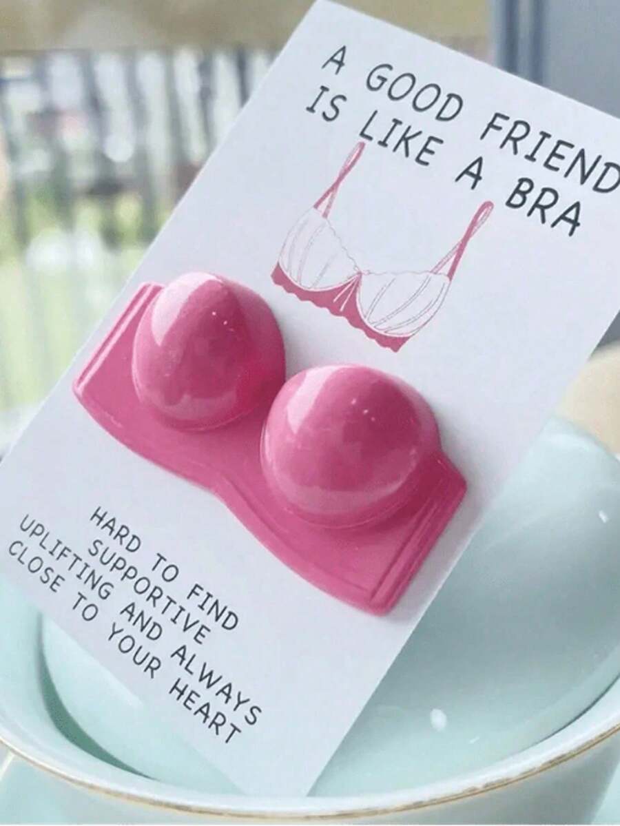 1/2/10pcs Encouragement & Motivation Card: A Good Friend Is Like A Bra - Perfect For New Year, Carnival, Thanksgiving, Graduation, Christmas, Halloween And Any Occasion - Resin Embrace Card - Multicolor - View 1