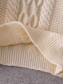 Áo len ngắn tay dài kiểu châu Âu màu trơn, cổ kéo khóa nửa thân, thích hợp mặc thường ngày cho bé gái tuổi teen, mùa xuân, thu và đông. - Màu be - Xem 5