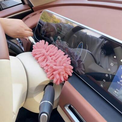 1 Pc Mini Car Dust Brush, Retractable And Bendable Microfiber Dust Tool For Home And Car Interior Cleaning - Polyester Fiber Material