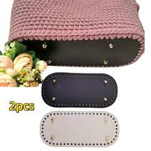 1 pezzo/2/3 pezzi Fondo in pelle PU con borchie, adatto per borse fai-da-te all'uncinetto, borse a tracolla - Fondo rotondo con fori, pratico per la tessitura - Senza fodera, monocromatico, bordi verniciati, progettato per la realizzazione di artigianato, senza accessori di chiusura.