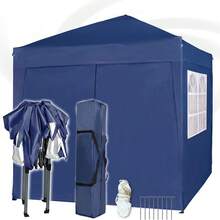 MCC Direct Pop-Up Gazebo 2m X 2m With Sides Silver Protective Layer Waterproof Marquee Canopy WS - Blue - View 7