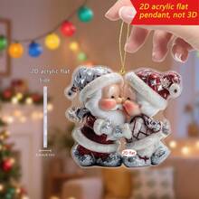 1 pieza Adorno colgante de Papá Noel de acrílico, decoración colgante en 2D apta para decorar el árbol de Navidad, regalos de Navidad.
