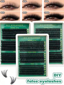270/290/300pcs Eyelash Clusters, 30D40D50D/40D+60D+80D/60D+80D+100D DIY Eyelash Extension, Faux Mink Lashes - Premium D-Curl Fluffy & Natural Lash Clusters, Suitable For DIY Eyelash Extension - Reusable, Lightweight & Easy To Use. - D - 查看 1