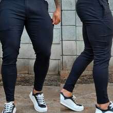 Autumn Skinny Bengaline Tailored Pants - 黑色 - 查看 1