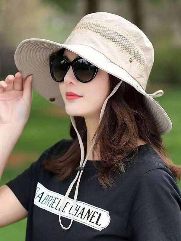 قبعة دلو أحادية الجنس، ذات حافة واسعة، قابلة للتنفس، مقاومة للرياح، مناسبة للربيع/الصيف قطعة واحدة