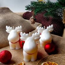 DIY蜡烛模具，圣诞驯鹿蜡烛模具，家居装饰硅胶模具 - 白色 - 查看 7