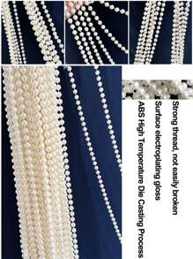 2m/78in, 10m/393in Faux Pearl Beaded Garland Chain, DIY Wedding Decor Curtain, Round Pearls Do Not Break When Cut