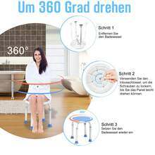 Shower Stool With Handle, 37-53cm Height Adjustable, 360° Rotatable Bathtub Seat, Non-Slip Auxiliary Chair - Baby Blue - View 3