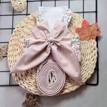 1 Dây nịt cho chó 3 trong 1 kiểu Nhật - Thiết kế nửa áo nửa nơ trang trí cho giống chó nhỏ (Bichon/Poodle) - Bộ dây dắt ngoài trời và dây đeo ngực có thể điều chỉnh - Dụng cụ dắt thú cưng dễ thương, Phụ kiện thời trang cho chó, Đạo cụ chụp ảnh cho chó con, Sản phẩm bán chạy nhất tại cửa hàng thú cưng, Vật dụng thiết yếu cho chuyến phiêu lưu trong công viên thành phố - Bụi hồng - Xem 3