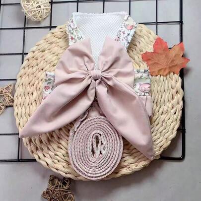 1 Dây nịt cho chó 3 trong 1 kiểu Nhật - Thiết kế nửa áo nửa nơ trang trí cho giống chó nhỏ (Bichon/Poodle) - Bộ dây dắt ngoài trời và dây đeo ngực có thể điều chỉnh - Dụng cụ dắt thú cưng dễ thương, Phụ kiện thời trang cho chó, Đạo cụ chụp ảnh cho chó con, Sản phẩm bán chạy nhất tại cửa hàng thú cưng, Vật dụng thiết yếu cho chuyến phiêu lưu trong công viên thành phố