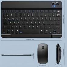 Teclado y Ratón Inalámbricos Recargables Delgados de 7.62 inch en Inglés para iPad Air Pro, Tableta con Android y Windows - Negro - Ver 6