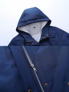 Alpha Camp 女士休闲通勤连帽拉链羽绒服，带保暖内衬和抽绳腰带，适合秋冬季穿着 - 藏蓝色 - 查看 4